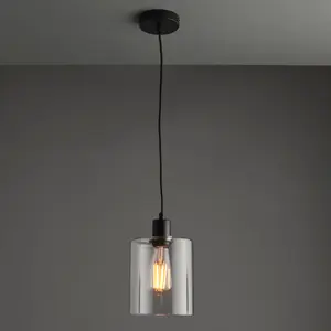 Anson Lighting Newbrook Pendant light finished in Matt black and clear glass