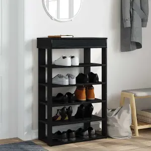 Berkfield Shoe Rack Black 60x30x98 cm Engineered Wood