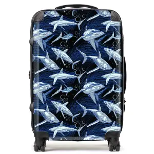 Hand Drawn Shark Pattern Suitcase - Medium