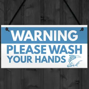 Warning Sign Please Wash Your Hands Bathroom Toilet Sign Hanging Plaque Home Decor