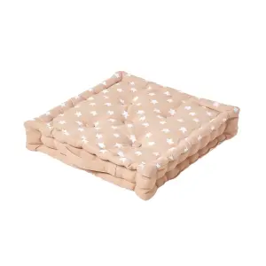 Homescapes Cotton Beige Stars Floor Cushion, 40 x 40 cm