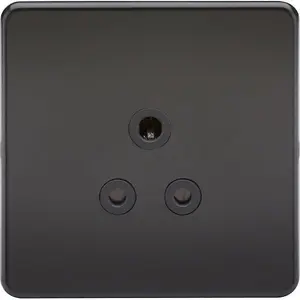 Knightsbridge Screwless Unswitched Round-Pin Socket 5A Matt Black - SF5AMB