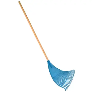 Plastic Garden Rake for Leaves, Lawn, Hay, 55 cm / 21.65 in with 22 Tins, Ideal Gardening Tool (With Handle)