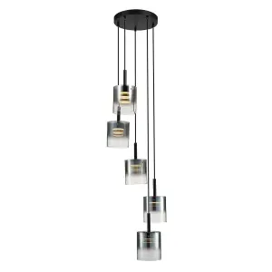 Luminosa Contemporary LED Cluster Pendant Ceiling 4 Light Black, Glass 3000K