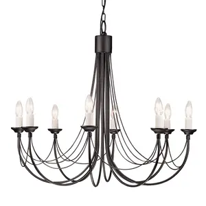 Elstead Carisbrooke 8 Light Chandelier Black Finish, E14