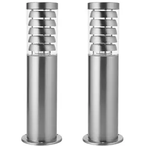 2 PACK Outdoor Garden Bollard Light Stainless Steel Outside Path LED Lamp Post