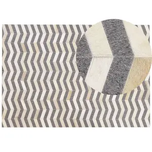 Cowhide Area Rug 160 x 230 cm Grey and Beige BAGGOZE