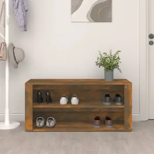 Shoe Rack Smoked Oak 100x35x45 cm Engineered Wood