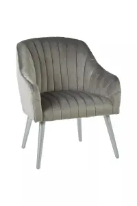 Interiors by Premier Luxurious Grey Fabric Armchair, Stylish Silver Finished Chair For Reading, Comfortable Mid-century Armchair