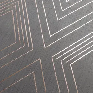 Muriva Charcoal & Rose Gold Geometric Metallic effect Embossed Wallpaper