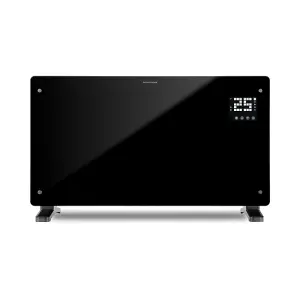 WiFi Smart Electric Glass Panel Heater 2500W Wall Mounted Or Free Standing Black