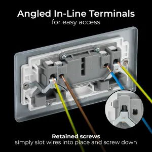 BG 13A Metal Clad Double Switched Socket, Scratch Resistant Steel