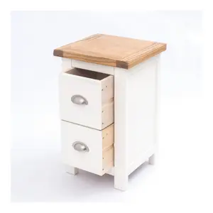 Lovere 2 Drawer Petite Bedside Table Chrome Cup Handle