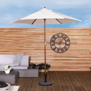 Bentley Garden Large 2.4M Wooden Garden Patio Parasol Shade Umbrella 38Mm Pole