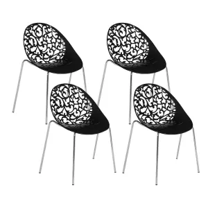 Set of 4 Dining Chairs MUMFORD Black