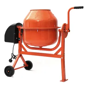 220W 230V Cement Mixer 63 L Electric Portable Concrete Mixer with Wheels HCM225,Orange