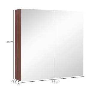 kleankin 63Wx60H cm Double Door Wall-Mount Bathroom Mirrored Cabinet Medicine