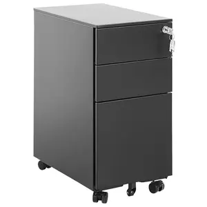 Bridget-Malikia 30cm Wide 3 -Drawer Mobile Solid Wood File Cabinet Black