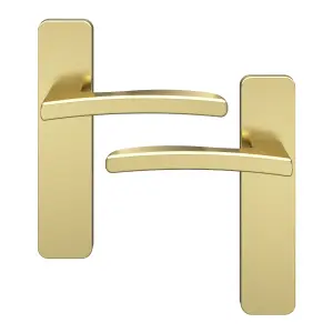 GoodHome Irvil Brushed Brass effect Round Latch Door handle (L)126.5mm (D)58mm, Pair of 2