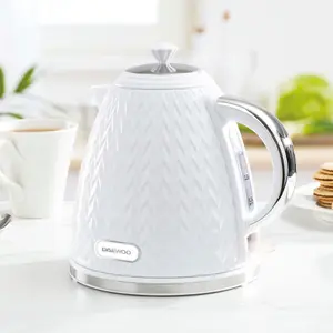 DAEWOO Argyle SDA1830GE Retro Set Kettle and Toaster Matching Bundle 2 Slice Browning Control Easy Clean 1.7L Jug Auto Off White