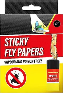 KAV Pack of 16 Sticky Fly Catchers Effective Indoor and Outdoor Fly Trap for Bugs, Flies, Moths - Powerful Sticky Glue Paper Trap