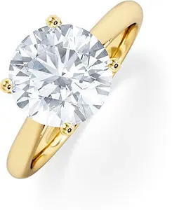 Elysia 3.00Ct Lab Diamond Round Cut Engagement Ring In 18K Yellow Gold G/Vs1