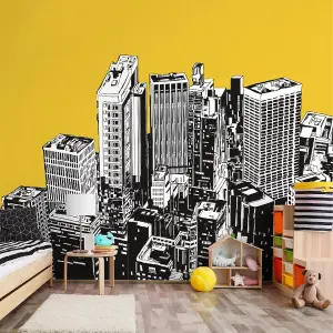 Origin Murals Urban Skyscrapers Yellow Gold Matt Smooth Paste the Wall Mural 350cm wide x 280cm high