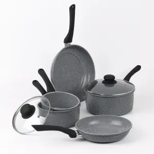 Durastone Forged Carbon Steel Grey 5 Piece Saucepan & Frying Pan  Set