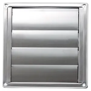 SPARES2GO Stainless Steel Square External Extractor Wall Vent Outlet with Gravity Flaps (5" / 125mm)