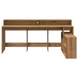 Berkfield Desk with LED Lights Artisian Oak 200x104x91 cm Engineered Wood