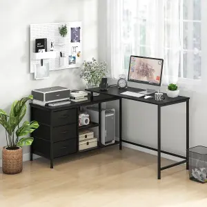 Costway L-Shaped Computer Desk Convertible Home Office Table with Drawers