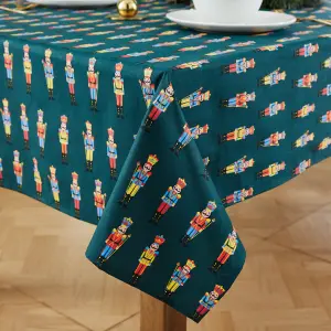 Catherine Lansfield Dining Christmas Nutcracker Cotton Table Cloth 137x178 cm Green