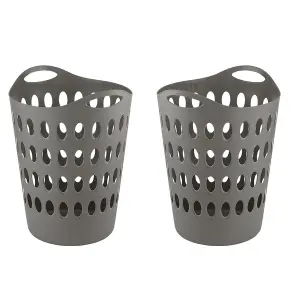 1x Tall Grey Flexi Lightweight Plastic Laundry Baskets For Home Laundry Clothes Storage Baskets