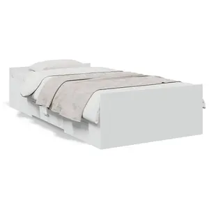 Berkfield Bed Frame with Drawers without Mattress White 90x200 cm