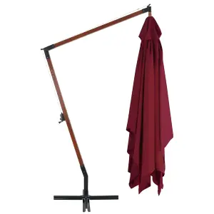 Berkfield Cantilever Umbrella with Wooden Pole 400x300 cm Bordeaux Red