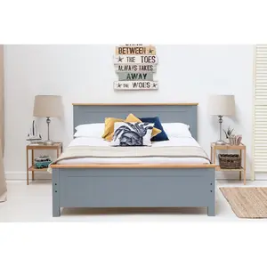 Aubrey Solid Wood Low Profile Bed Frame with Mattress Grey / 19cm King Memory Foam / Kingsize (5')