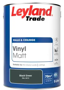 Leyland Trade Vinyl Matt Walls & Ceilings Emulsion Paint Black Green (RAL 6012) 5L