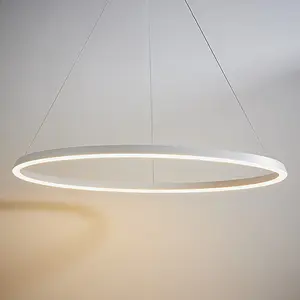 Luminosa Staten Single Pendant Light Matt White Paint, White Silicone