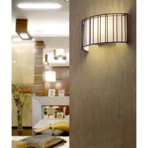 Luminosa Linda 2 Light Indoor Wall Light Black with White Shade, E27