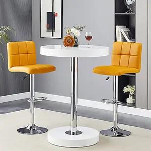 Furniture In Fashion Havana White High Gloss Bar Table With 2 Coco Curry Stools