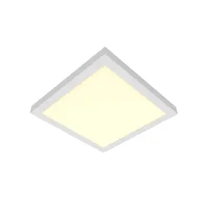 GoodHome Wundt Matt White Aluminium effect Square Cool, natural & warm white Light panel (L)300mm