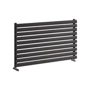 Ximax Champion HOR DES RAD BS 584X1200MM Black silver Horizontal Designer 2448BTU Radiator, (W)1200mm x (H)584mm