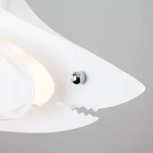 ValueLights Shark White Ceiling Pendant Shade and E27 GLS LED 6W Warm White 3000K Bulb