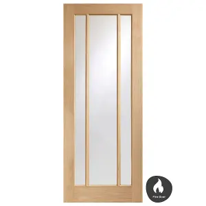 Internal Worcester Oak Clear Glass Fire Door 1981 x 686 x 44mm (27")