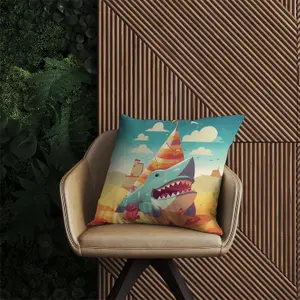 Shark On A Beach Holiday Outdoor Cushion 60cm x 60cm