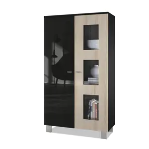 Mccombs Curio Cabinet Sawn Oak/Black / Without