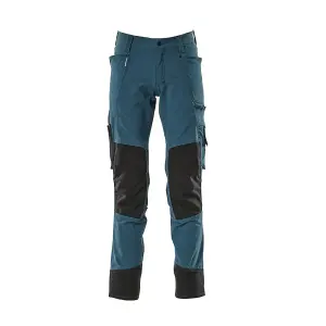 Mascot Advanced Stretch Trousers with Kneepad Pockets - Dark Petroleum   (34.5) (Leg Length - Short)