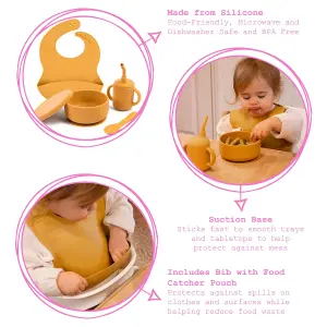 Tiny Dining - Baby Silicone Suction Weaning Set - Ochre - 4pc