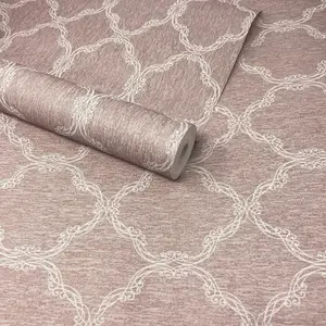 Fine Décor Juliana Rose Pink & Lilac Trellis Wallpaper