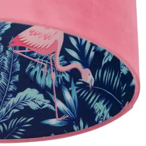 First Choice Lighting Flamingo Velvet Pink Flamingo Design 30cm Pendant or Table Lamp Shade